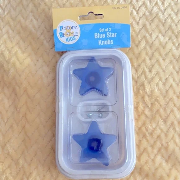 Blue Star Knob for Nursery set of 2