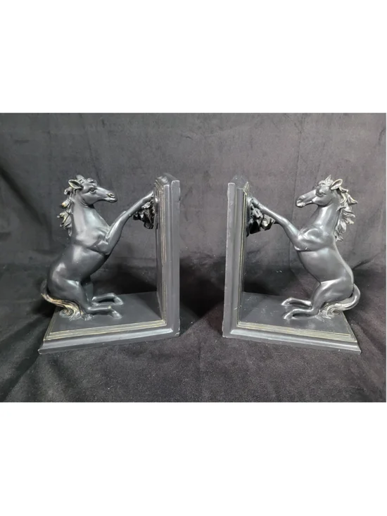 Great West Horse Bookends Pair Black Antique Rearing Bucking Horses Target 2004