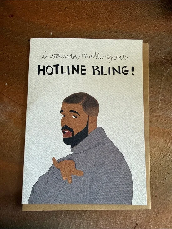 Urban Outfitters Hotline Bling Greeting Card - White, Brown, Gray