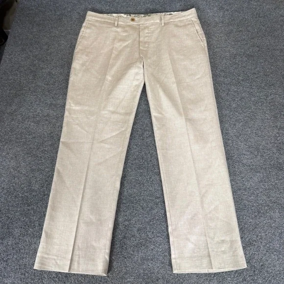 Tommy Bahama Linen Blend Pants Mens 36x30 Beige Casual Beach Resort Lightweight