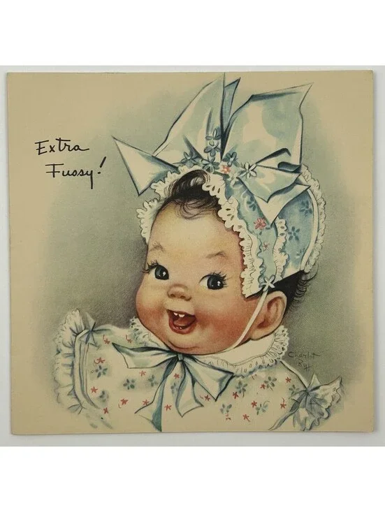 Vintage Charlot Byj Extra Fussy Baby Birthday Card Unused Mid Century 1950s  N-2