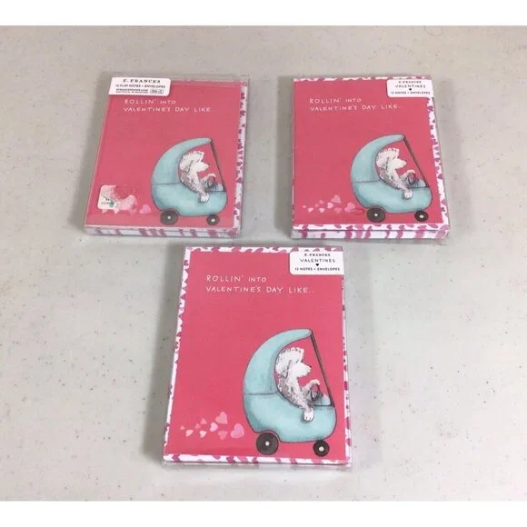 E Frances Valentine Note Cards Dogs 3 Packages New