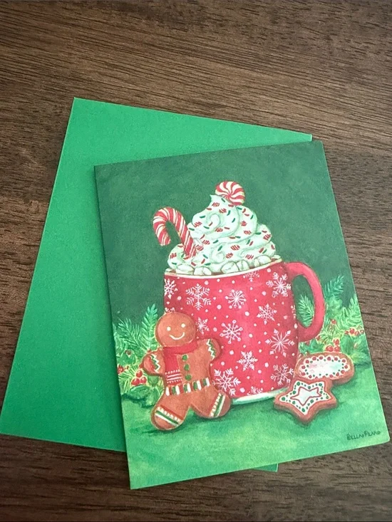 Pack of 20 papyrus gingerbread and cocoa holiday note cards