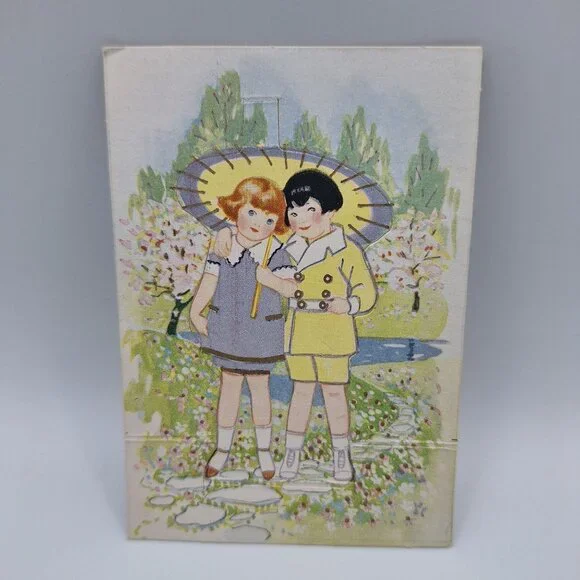 Vintage Carrington Co‎ Keep This Shady Be Mine Postcard Girls Small Scrapbooking