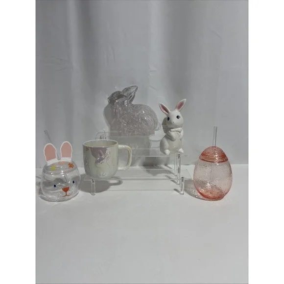 New Target Spritz Easter Lot Iridescent Pearl Bunny mug Figurine Glass Bunny Cup