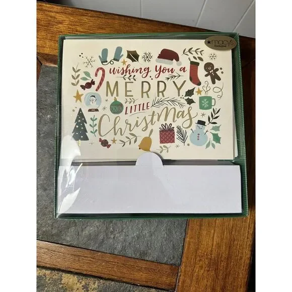New Wishing You A Merry Little Christmas 16-Count  Cards with Envelopes‎ Macys