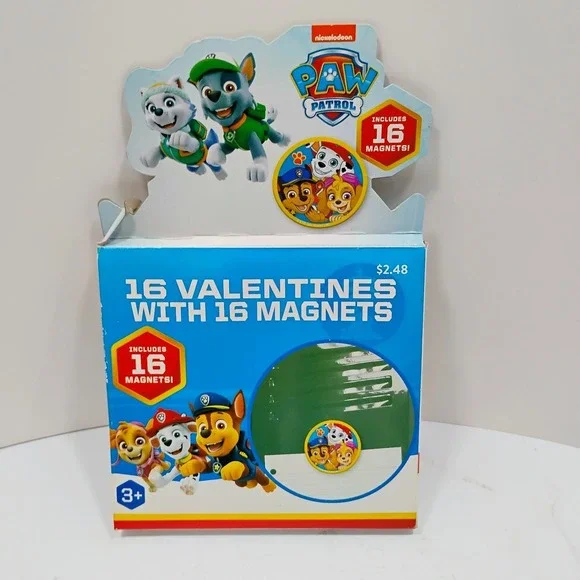 Paw Patrol 16 Valentines with 16 Magnets NIB