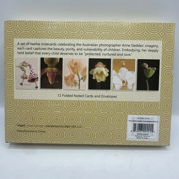 Anne Geddes 12‎ Folded Noted Cards And Envelopes. 6 Different Pictures.  New