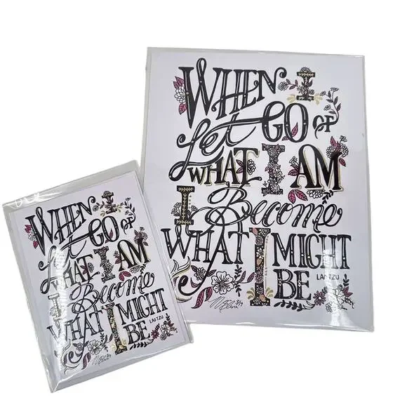 Margot Elena Diptych Print Greeting Card When I Let Go of What I Am - Lao Tzu