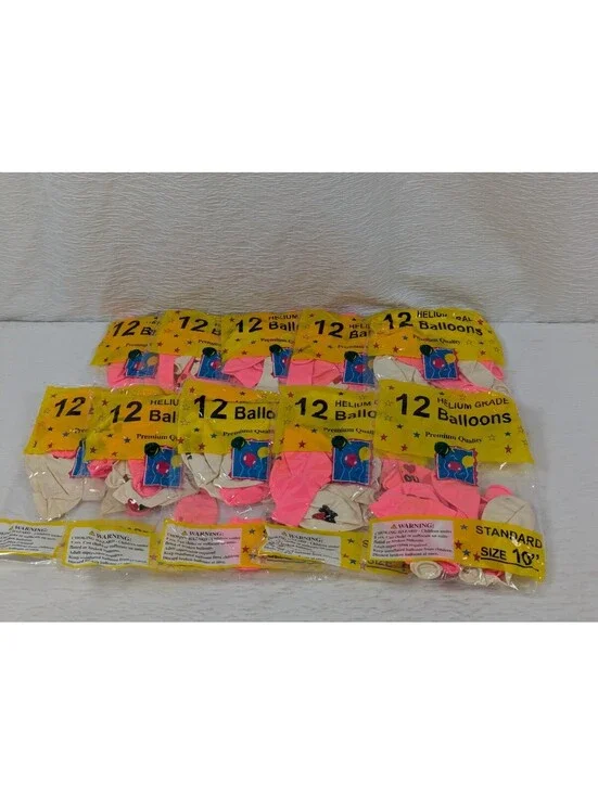 12 inch - Latex Balloons - Pink / White - Party Helium Balloons - 120 Pack