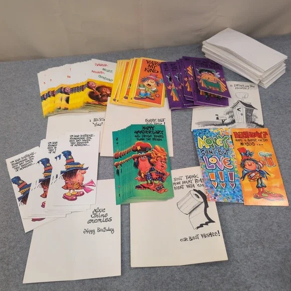 Vintage Style Humorous Greeting Cards Lot 100+ Bulk Variety Birthdays Envelopes