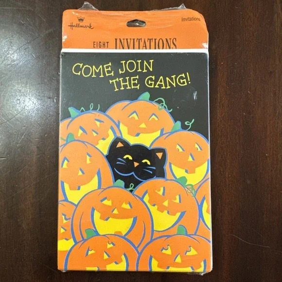 Vintage Hallmark Cards Halloween Party Pack of 8 Invitations Black‎ Cat New Kids