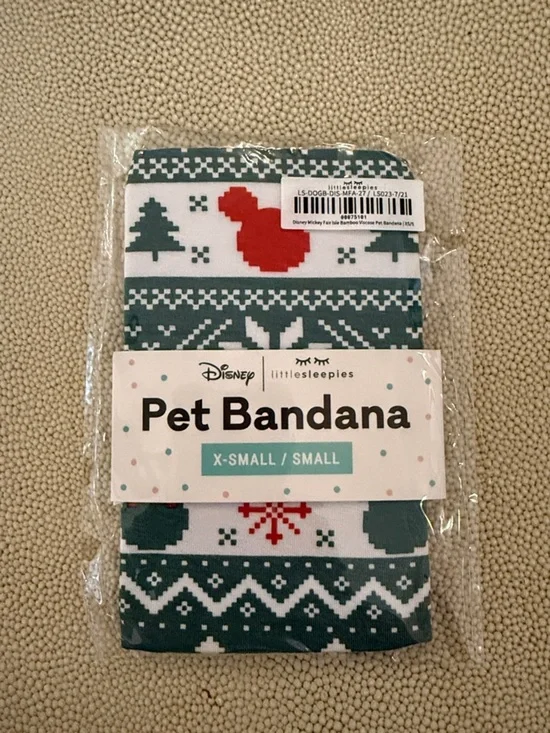 Little sleepies pet bandana - Disney Mickey fair isle print xs/s