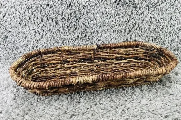 Wicker Bread Basket Oval Brown 14inX4.5inX2in Home Any Room Decoration