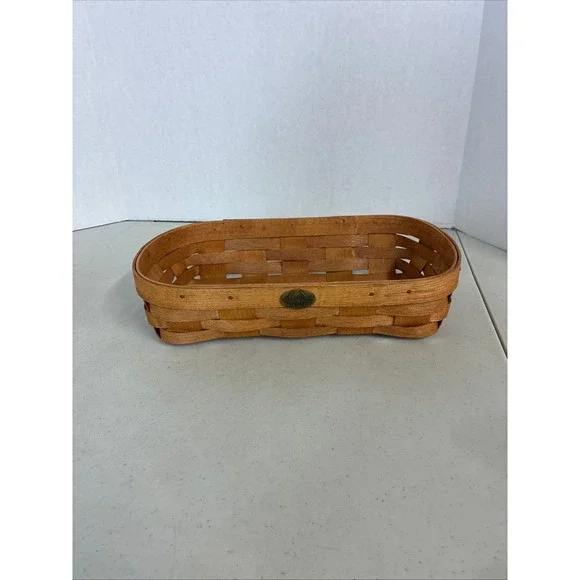 Peterboro Basket Co Handwoven Ash Wood Rectangular Storage Made in‎ USA Brass