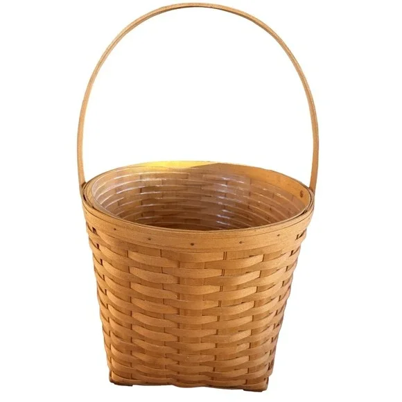 Longaberger 1998  Basket Large Round‎ Basket  Signed 12x10  Liner Grandma Core