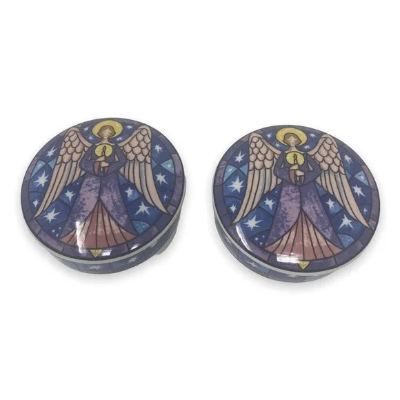 Mikasa Angel Round Trinket Box Candy Dish with Lid HK501 Indonesia -‎ Set of Two