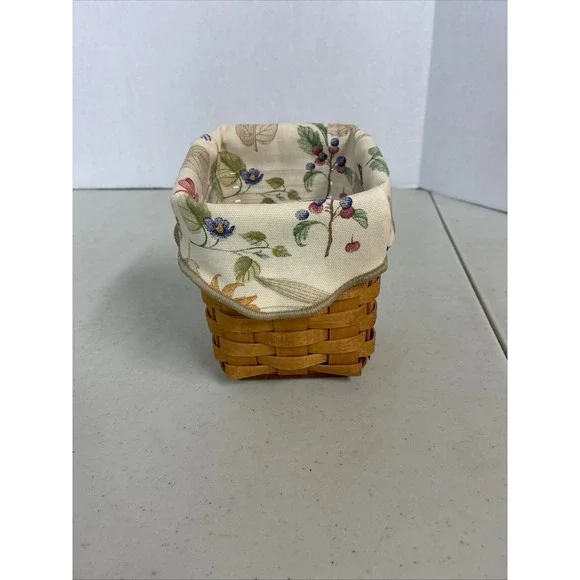 Longaberger Small Square Basket 1996 Botanical Berry Liner Plastic Protector‎