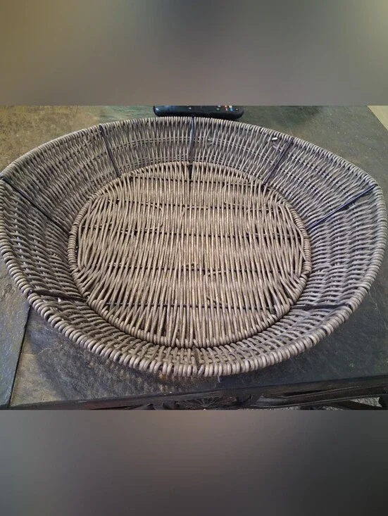 Woven Round Decorative Basket in Grey-Brown