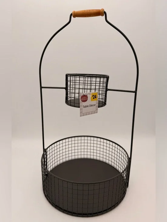Black Two-Tier Wire Table Decor Organizer