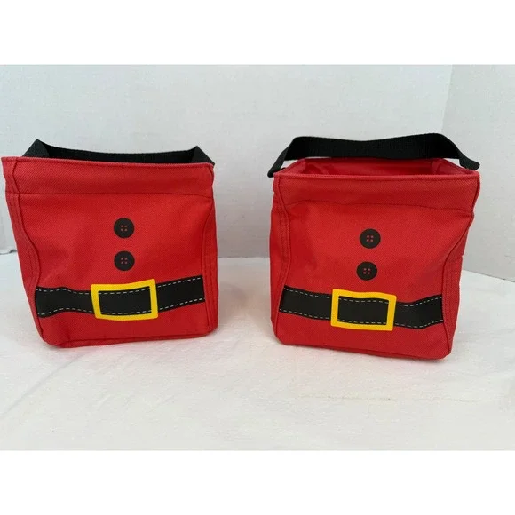 Thirty-One Icon‎ Littles Carry-All Caddy Santa Suit Set of 2 Red Holiday Totes