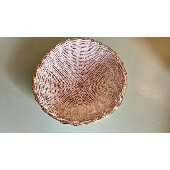 Traditional‎ African Woven Basket Natural 10”x3.5” Decor Handmade