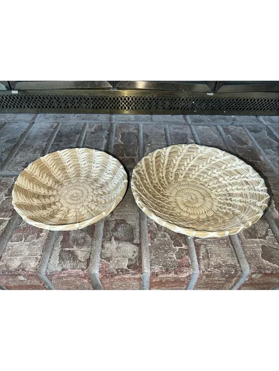 Set Of Two Shallow Stacking  Baskets. 7” And 8”