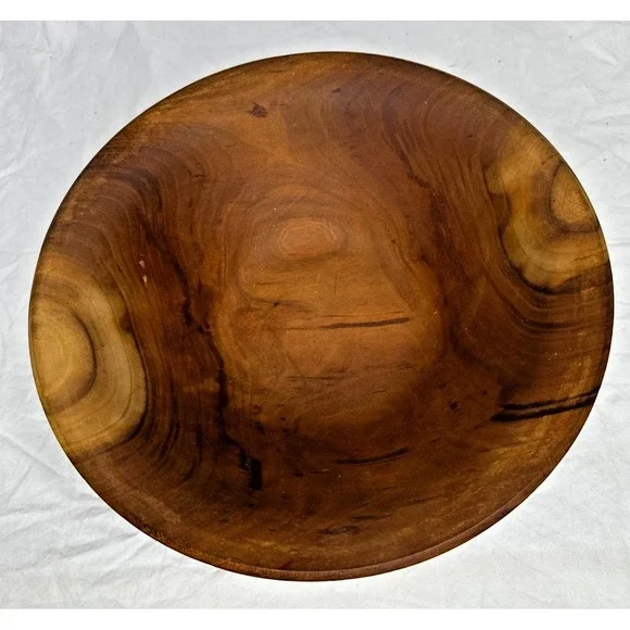 Handmade Burl Grain Cherry Wood Bowl Signed Farmhouse Decor Accent