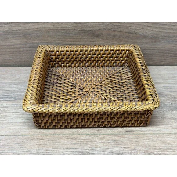 Rattan Wicker Square Woven Tray Storage Basket 7