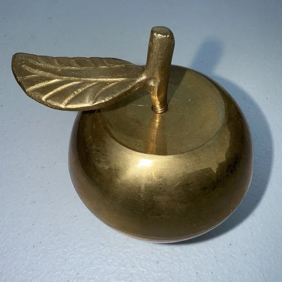 Vintage‎ Brass Favorite Teacher Apple Gift Trinket Box