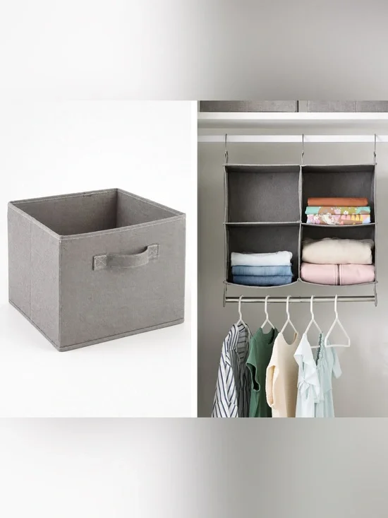 The Container Store Foldable Fabric Storage Cubes Set of 4 Gray