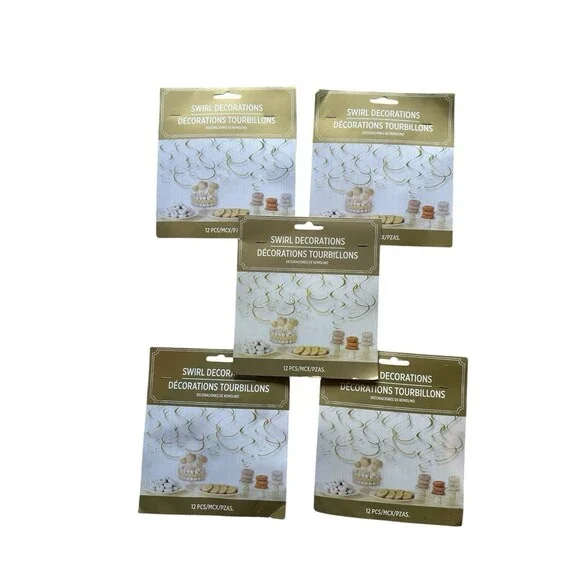 5 Packs Swirl Decorations Gold Streamers 12pcs Per Pack  Party Birthday Wedding