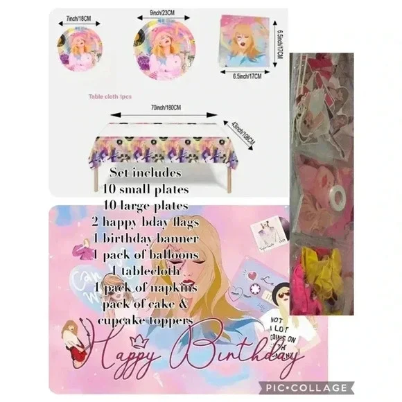Taylor Swift Party Supplies‎ Set Pink