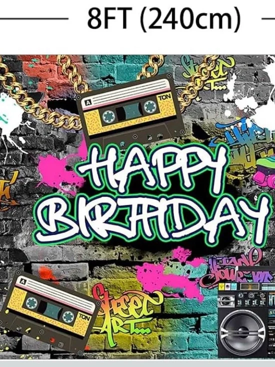 Graffiti 'Happy Birthday' 1976 decorations.