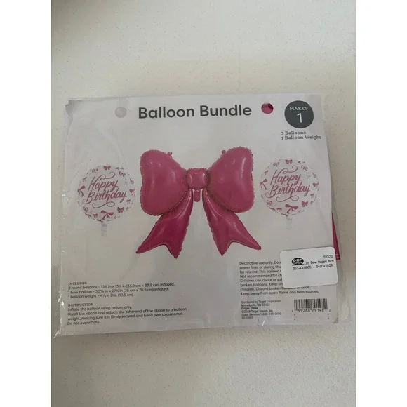 3ct bow set foil balloon bundle in pink