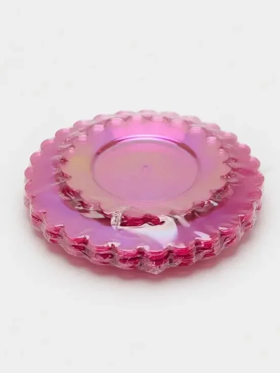 Celebrate Easter Pink Iridescent Scalloped Plates (16 pc Value Pack)