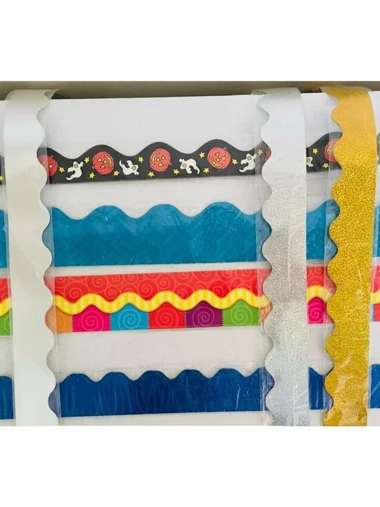 Teacher Bulletin Board Borders Pack 114 Ft Scalloped Straight Edge Borders New