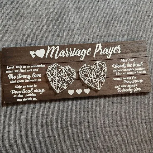 Jumptem Marriage Prayer Wooden String Art Sign Bridal Shower Wedding 15.5x6