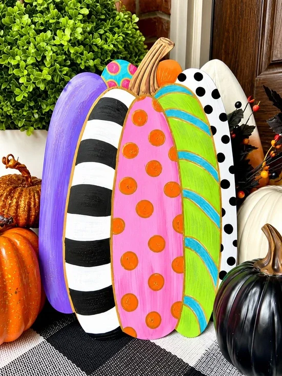 Festive Multicolor Decorative Pumpkin Metal Stake Home Party Supplies