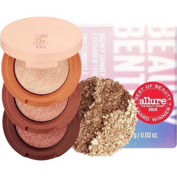 NEW Kaja Beauty Bento Bouncy Shimmer Eyeshadow Trio‎ Bronze Tones Neutral Travel