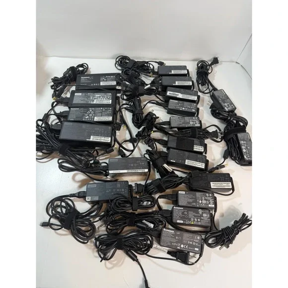 Lot of 19 Lenovo Laptop AC Adapters Mixed 45W 65W 90W 135W 170W OEM Chargers