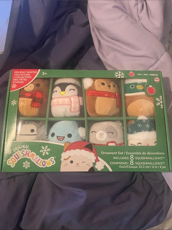 Squishmallows Holiday Plush Ornament Set - Green, Red, White, Blue, Brown