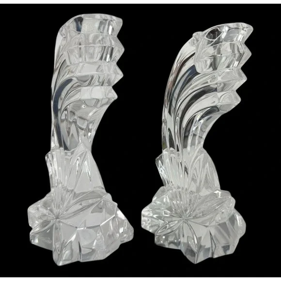 Lenox Fine Crystal Candlestick Holders Leaded Falling Star Set‎ of 2 Germany 8