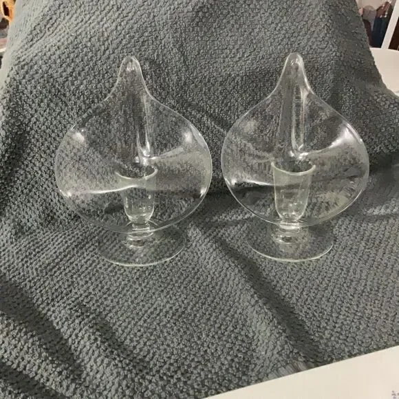 Clear Glass Hand Blown Calla Lily Jack in the Pulpit Set Taper Candle Holders