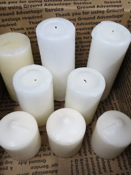 Candles Assorted box of Wax Pillar 4 White 4 Cream