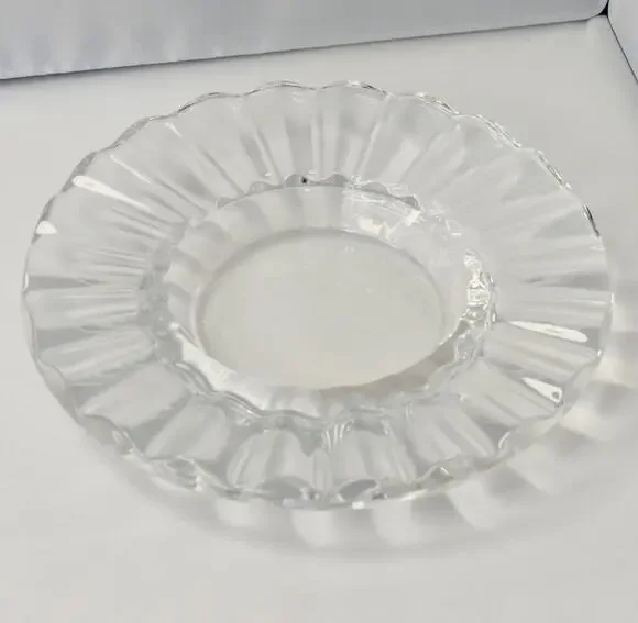 BACCARAT CRYSTAL WAVEY PILLAR CANDLE HOLDER PLATE