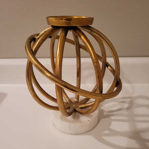 Marble & metal orb candle holder