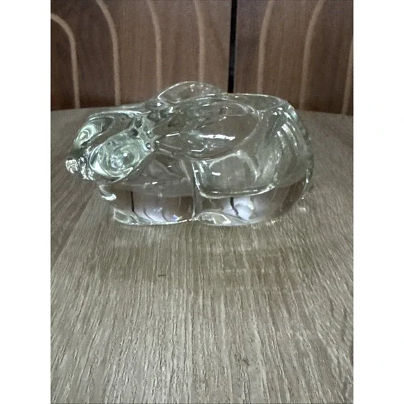 Vintage Indiana Glass Bunny Clear/Heavy Votive Holder Everyday/ Easter Decor