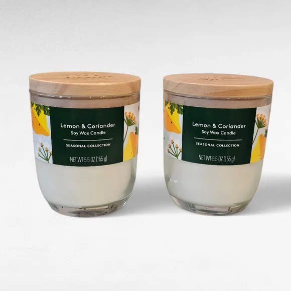 Set of 2 Everspring Lemon & Coriander Soy Wax Candle Seasonal Collection