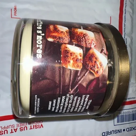 Bath and Body Works Bonfire Smores‎ 3 Wick Scented Candle Graham Cracker Honey